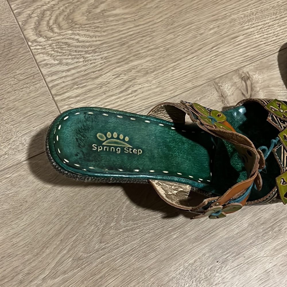 SPRING STEP WOMENS LEATHER SLIP ON HEELS SIZE 38 (7 ) - Picture 6 of 10